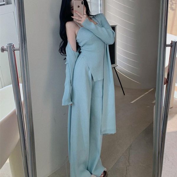 women's two piece pants autumn winter solid knitted sweater 3pcs outfits women cardigan long coat + vest wide leg suit casual lady set, White
women's two piece pants autumn winter solid knitted sweater 3pcs outfits women cardigan long coat + vest wide leg suit casual lady set, White