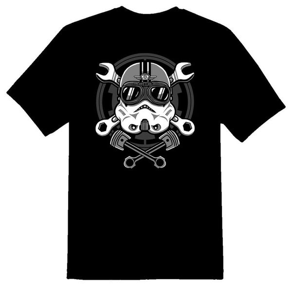 trooper racer pistons rods mask gear funny tee shirt black or white, White;black 
trooper racer pistons rods mask gear funny tee shirt black or white, White;black