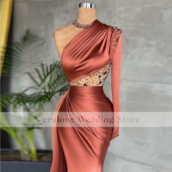 satin mermiad evening prom dresses 2022 one shoulder long sleeves crystal beads split informal reception party gowns, Black
satin mermiad evening prom dresses 2022 one shoulder long sleeves crystal beads split informal reception party gowns, Black