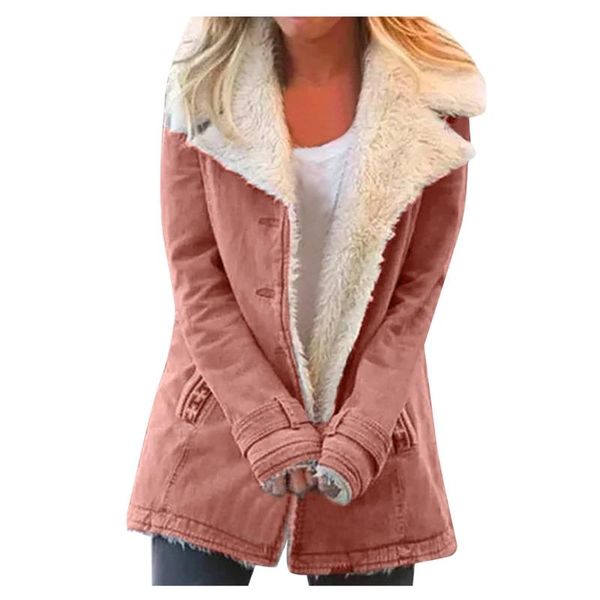 women's jackets vintage faux denim jacket autumn winter women long sleeve lapel button down casual outerwear thicken plush lined loose, Black;brown
women's jackets vintage faux denim jacket autumn winter women long sleeve lapel button down casual outerwear thicken plush lined loose, Black;brown