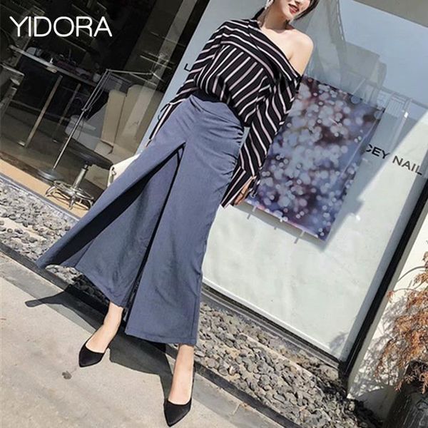 women's pants & capris 2021 women flowing wide led features with vents - yidora ladies street fashion khaki/grey high waist trousers, Black;white
women's pants & capris 2021 women flowing wide led features with vents - yidora ladies street fashion khaki/grey high waist trousers, Black;white