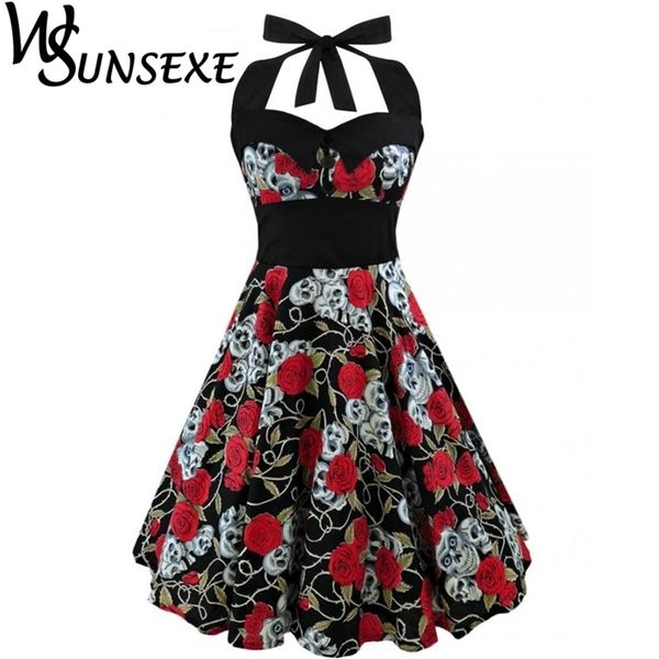 wsunsexe retro vintage style sleeveless 3d skull floral printed 2017 summer women halter plus size party casual dress, Black;gray
wsunsexe retro vintage style sleeveless 3d skull floral printed 2017 summer women halter plus size party casual dress, Black;gray