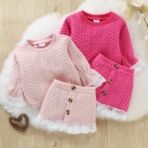 clothing sets autumn winter kids 2 pieces suit set lace trim round neck long sleeve sweatshirt high waist skirt outfit for toddler girls, White
clothing sets autumn winter kids 2 pieces suit set lace trim round neck long sleeve sweatshirt high waist skirt outfit for toddler girls, White