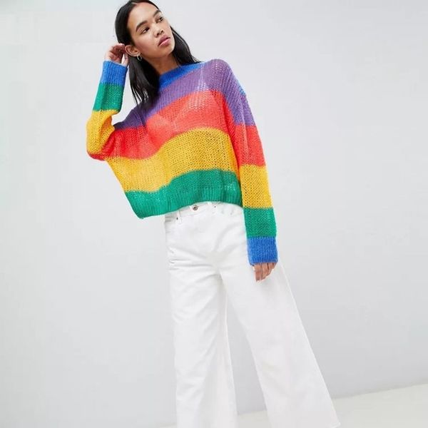 autumn rainbow sweater women colorful stripe long sleeve pullover winter jumpers candy color harajuku chic 210531, White;black
autumn rainbow sweater women colorful stripe long sleeve pullover winter jumpers candy color harajuku chic 210531, White;black