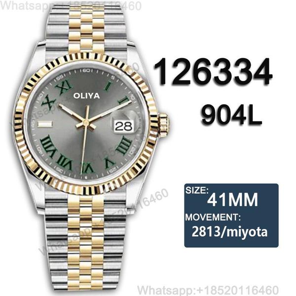 wristwatches men's automatic mechanical watch datejust 41mm 126334 904l stainless steel waterproof watches for men, Slivery;brown
wristwatches men's automatic mechanical watch datejust 41mm 126334 904l stainless steel waterproof watches for men, Slivery;brown