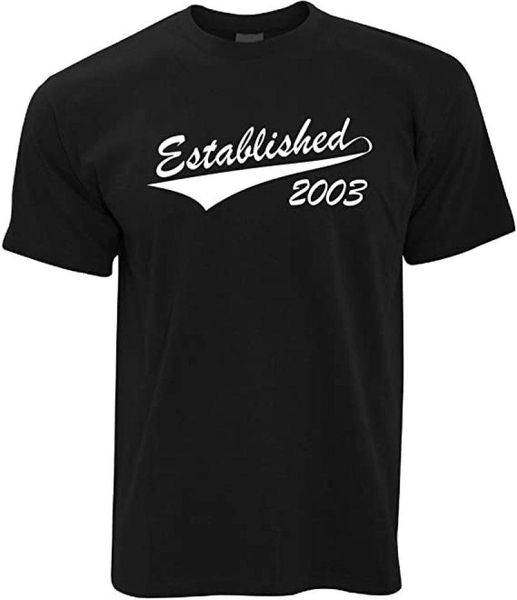 men's t-shirts 18th birthday established in 2003 t shirts cotton short sleeve men summer tee elastic printing crew comfort soft top, White;black
men's t-shirts 18th birthday established in 2003 t shirts cotton short sleeve men summer tee elastic printing crew comfort soft top, White;black