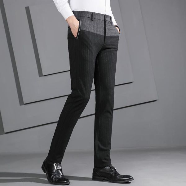 men's pants autumn trousers pencil streetwear patchwork fashion elastic suits masculino slim business casual male, Black
men's pants autumn trousers pencil streetwear patchwork fashion elastic suits masculino slim business casual male, Black