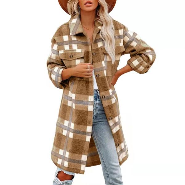 women's wool & blends rmsfe 2021 ladies autumn winter long sleeve loose style lapel single breasted fashion casual plaid shirt coat, Black
women's wool & blends rmsfe 2021 ladies autumn winter long sleeve loose style lapel single breasted fashion casual plaid shirt coat, Black
