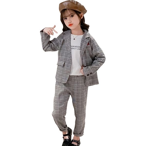 children suit set plaid pattern clothing for girls jacket + pants clothes spring autumn children's 210528, White
children suit set plaid pattern clothing for girls jacket + pants clothes spring autumn children's 210528, White