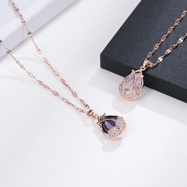 pendant necklaces rose gold tulip necklace mysterious purple big zircon fashion temperament lips clavicle chain jewelry wholesale, Silver
pendant necklaces rose gold tulip necklace mysterious purple big zircon fashion temperament lips clavicle chain jewelry wholesale, Silver
