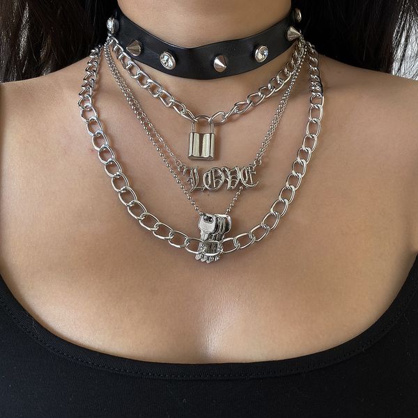 necklace jewelry personality mix and piping micro-stunned rivet neresher punk pu lock-shaped key, Silver
necklace jewelry personality mix and piping micro-stunned rivet neresher punk pu lock-shaped key, Silver