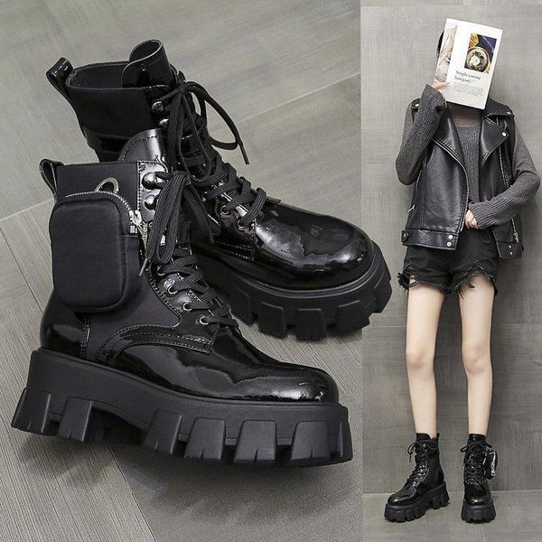 boots women's winter patent leather lace up cake british style short handsome motorcycle, Black
boots women's winter patent leather lace up cake british style short handsome motorcycle, Black