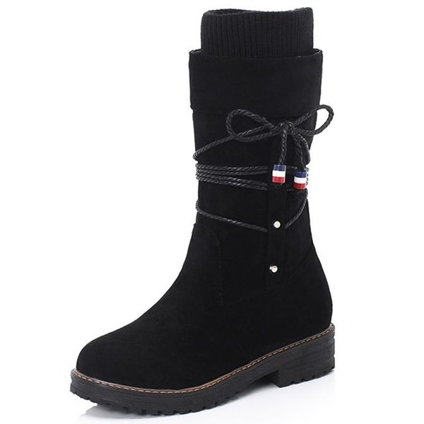 boots women fashion mid-calf flat slip on lace-up solid color low heel ladies casual warm shoes 22av, Black
boots women fashion mid-calf flat slip on lace-up solid color low heel ladies casual warm shoes 22av, Black