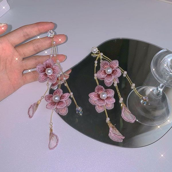 dangle & chandelier origin summer exaggeration fabric flower long tassel earring for women pink imitation pearl rhinestone jewelry, Silver
dangle & chandelier origin summer exaggeration fabric flower long tassel earring for women pink imitation pearl rhinestone jewelry, Silver