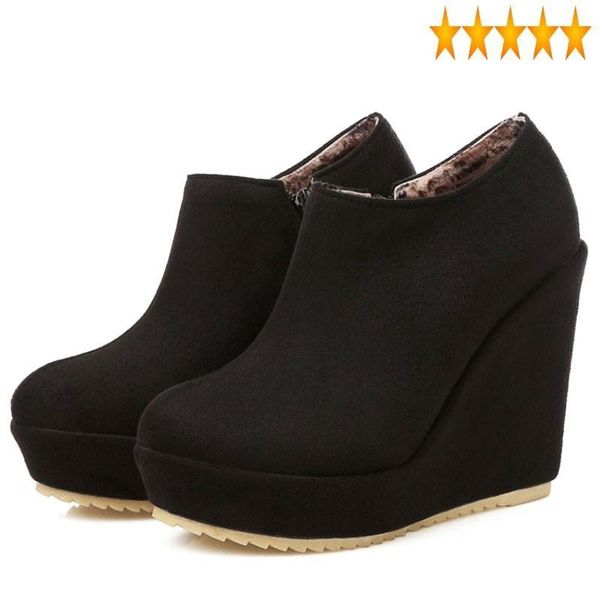 boots ankle classic women wedges platform shoes zapatos mujer zip faux suede round toe high heel botas comfortable warm woman footwear, Black
boots ankle classic women wedges platform shoes zapatos mujer zip faux suede round toe high heel botas comfortable warm woman footwear, Black