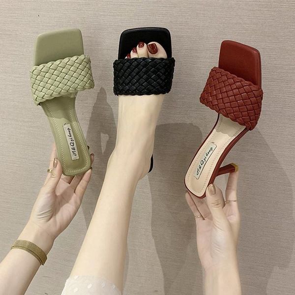 summer 2021 slippers women fashion high heel shoes woman solid square head thin heels slides quality, Black
summer 2021 slippers women fashion high heel shoes woman solid square head thin heels slides quality, Black