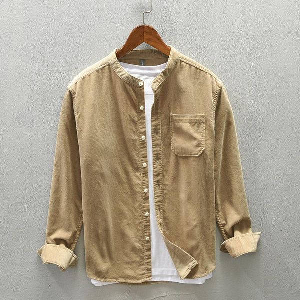 men's casual shirts autumn winter corduroy retro stand collar cotton shirt loose comfortable youth camisas para hombre, White;black
men's casual shirts autumn winter corduroy retro stand collar cotton shirt loose comfortable youth camisas para hombre, White;black