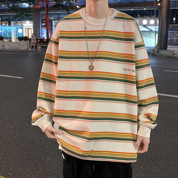men's t-shirts color blue and white stripe o-neck casual long sleeve loose pullover t-shirt 2021 korean shirt, White;black
men's t-shirts color blue and white stripe o-neck casual long sleeve loose pullover t-shirt 2021 korean shirt, White;black