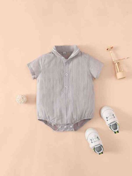 baby contrast tape half button bodysuit she, Blue