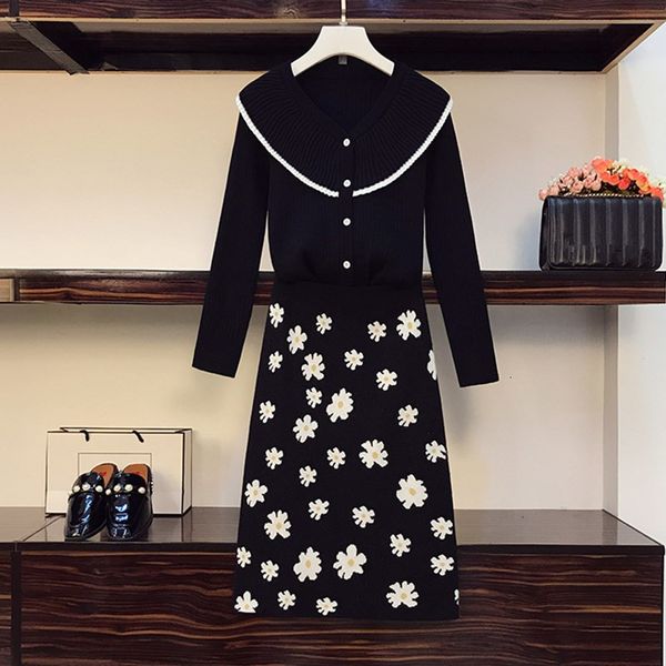 women's tracksuits plus size ladies autumn knitted sweater 2 piece set runway women cardigans + jacquard skirt two knit black suit ix1, Gray
women's tracksuits plus size ladies autumn knitted sweater 2 piece set runway women cardigans + jacquard skirt two knit black suit ix1, Gray