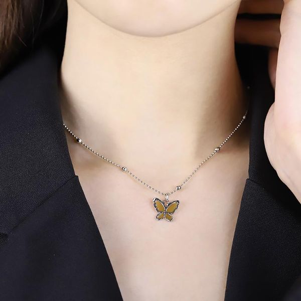 pendant necklaces ins korea transparent color butterfly necklace personality wild niche design choker clavicle chain female accessories gift, Silver
pendant necklaces ins korea transparent color butterfly necklace personality wild niche design choker clavicle chain female accessories gift, Silver