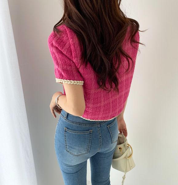 women's knits & tees summer new retro short korean plaid tweed coat women fashion -sleeved thin jacket female elegant fs12, White
women's knits & tees summer new retro short korean plaid tweed coat women fashion -sleeved thin jacket female elegant fs12, White