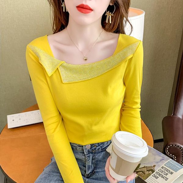 women's t-shirt fall winter shirt tees korean clothes lady cotton shiny diamonds women long sleeve bottoming, White
women's t-shirt fall winter shirt tees korean clothes lady cotton shiny diamonds women long sleeve bottoming, White