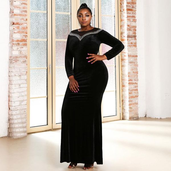 plus size dresses 2021 summer cocktail evening dress round neck women's long sleeve pure red and black 
plus size dresses 2021 summer cocktail evening dress round neck women's long sleeve pure red and black