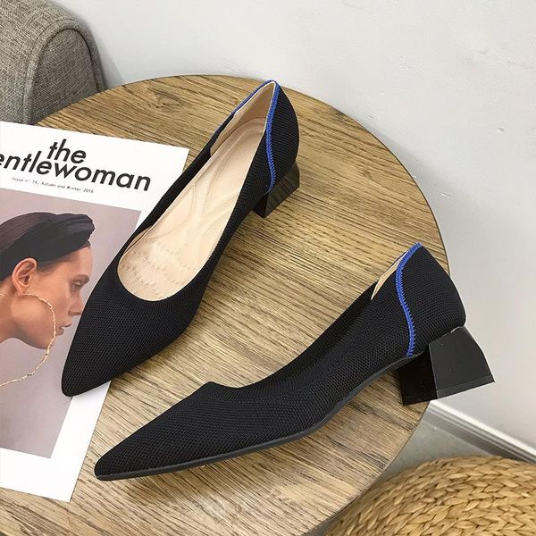 dress shoes autumn fashion stretchy knit fabric heels pumps pointed toe square printing heel slip lady office casual work, Black
dress shoes autumn fashion stretchy knit fabric heels pumps pointed toe square printing heel slip lady office casual work, Black