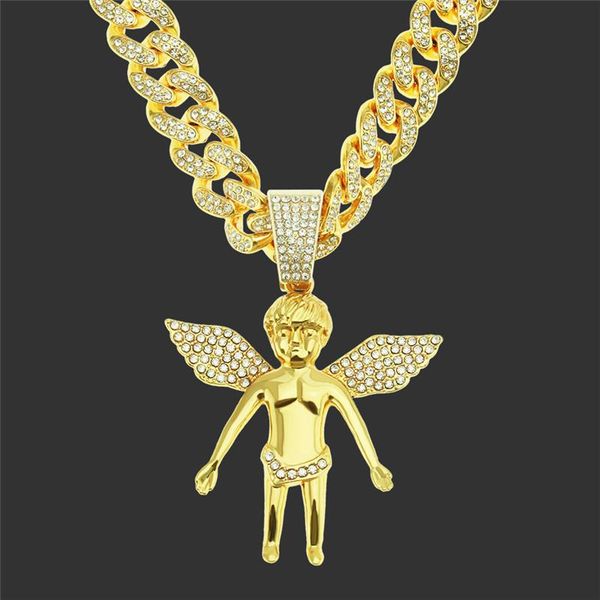 pendant necklaces iced out angel necklace pave cubic zircon big miami cuban link chain men's gold color charms hip hop jewelry, Silver
pendant necklaces iced out angel necklace pave cubic zircon big miami cuban link chain men's gold color charms hip hop jewelry, Silver