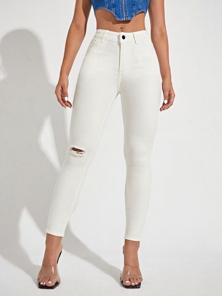 zipper fly ripped detail skinny jeans l4eb#, Blue 
zipper fly ripped detail skinny jeans l4eb#, Blue