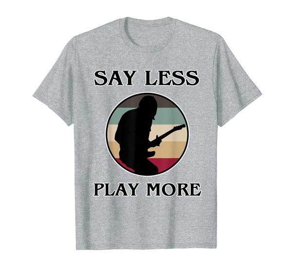 guitar shirt for men - say less play more t-shirt, White;black