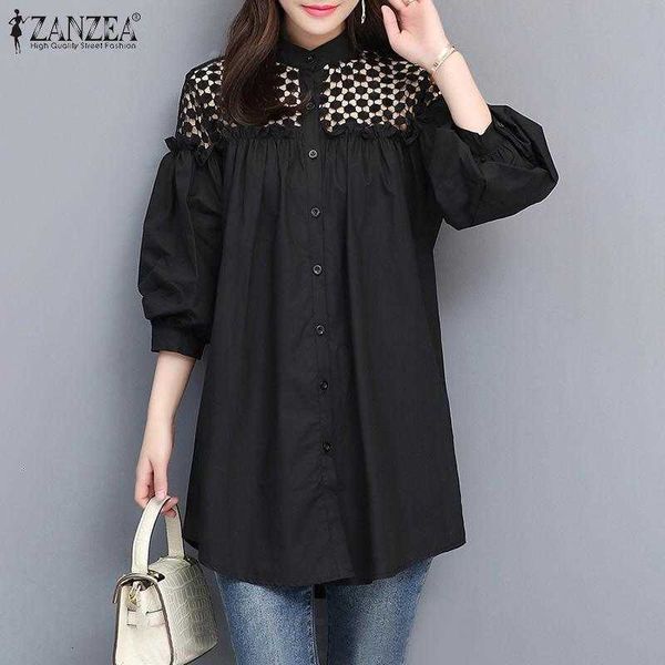 women's blouses & shirts blouses spring hollow blouse elegant ylish lace patchwork casual puff sleeve blusas female button tunic over f, White 
women's blouses & shirts blouses spring hollow blouse elegant ylish lace patchwork casual puff sleeve blusas female button tunic over f, White