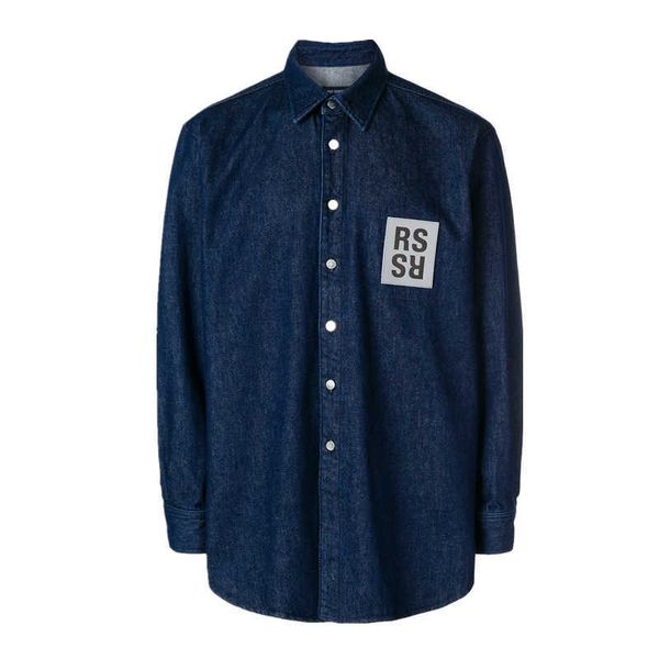 high street: raf simons18fw classic leather brand denim shirt is not returned or changed when the size is broken, White;black 
high street: raf simons18fw classic leather brand denim shirt is not returned or changed when the size is broken, White;black