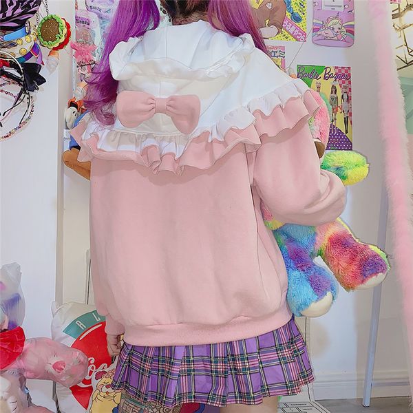 japan kawaii lace ruffle hoodie women fleece pink bow aesthetic teens winter cute lolita soft girl purple zip up hoodies coat, Black
japan kawaii lace ruffle hoodie women fleece pink bow aesthetic teens winter cute lolita soft girl purple zip up hoodies coat, Black