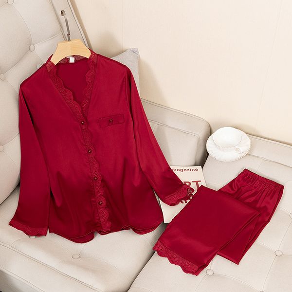 casual pajamas set satin women 2 piece sleepwear silky pyjamas loungewear solid nightwear spring new bathrobe shirt&pants, Black;red
casual pajamas set satin women 2 piece sleepwear silky pyjamas loungewear solid nightwear spring new bathrobe shirt&pants, Black;red