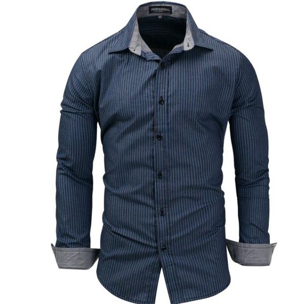 men's casual shirts mens striped long sleeved 100% cotton males denim plus size turn down collar camisas for men j2651 ify1, White;black
men's casual shirts mens striped long sleeved 100% cotton males denim plus size turn down collar camisas for men j2651 ify1, White;black