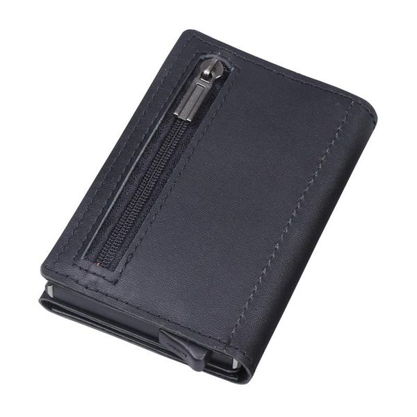 card holders men aluminum 100% genuine leather id zipper coin purse automatic up anti-theft holder rfid metal wallet, Brown;gray
card holders men aluminum 100% genuine leather id zipper coin purse automatic up anti-theft holder rfid metal wallet, Brown;gray