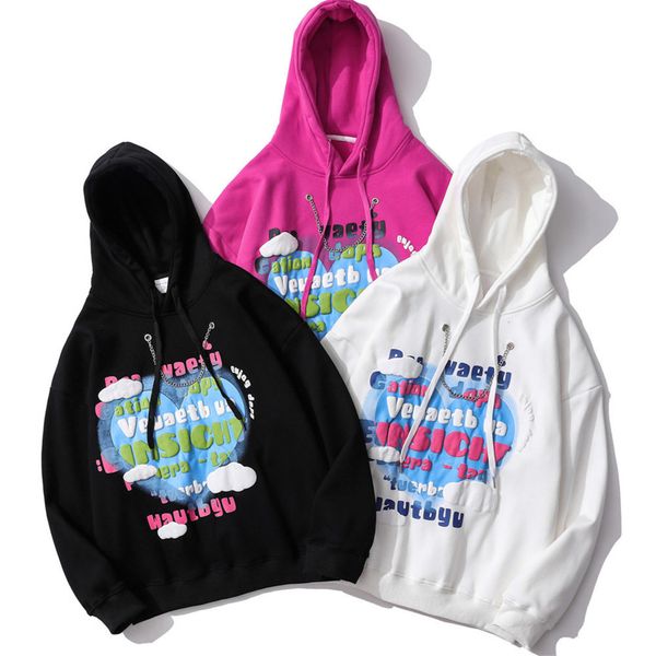 men's hoodies & sweatshirts and women's hooded sweatshirts, foam heart printing, thick polar lining on the insole, harajuku street, Black
men's hoodies & sweatshirts and women's hooded sweatshirts, foam heart printing, thick polar lining on the insole, harajuku street, Black