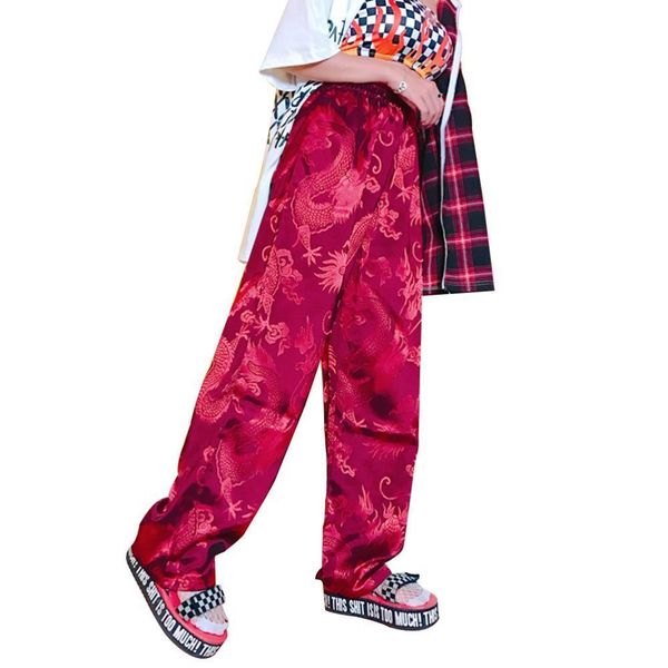 harajuku chinese style phoenix dragon women capris totem pattern satin straight trousers hiphop bottom elastic waist, Black;white
harajuku chinese style phoenix dragon women capris totem pattern satin straight trousers hiphop bottom elastic waist, Black;white