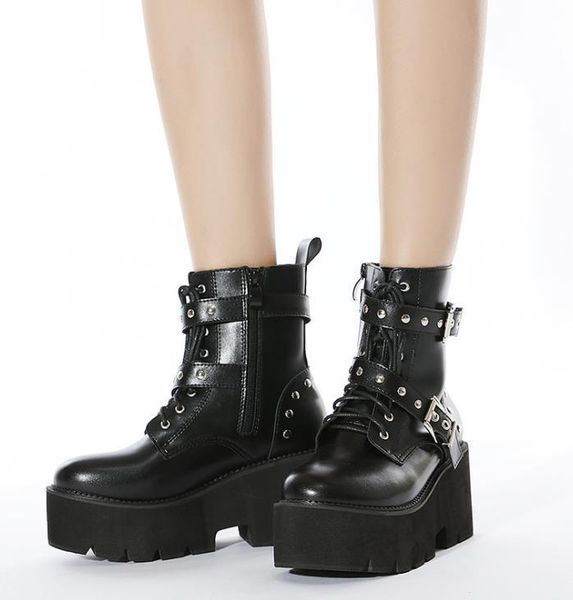 boots european and american autumn winter thick-soled high-heeled fashion nightclub front lace-up metal square buckle short bo, Black
boots european and american autumn winter thick-soled high-heeled fashion nightclub front lace-up metal square buckle short bo, Black