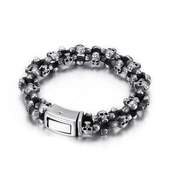 link, chain men gothic biker skull skeleton bracelet stainless steel bangle xmas 13mm 22cm 85g weight halloween gifts, Black
link, chain men gothic biker skull skeleton bracelet stainless steel bangle xmas 13mm 22cm 85g weight halloween gifts, Black