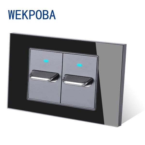 smart home control wekpoba tempered glass wall panel 2 gang way pass through stair toggle on / off light switch switched blue backlight blac
smart home control wekpoba tempered glass wall panel 2 gang way pass through stair toggle on / off light switch switched blue backlight blac
