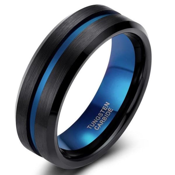 cluster rings men's 8mm tungsten carbide groove ring blue & black matte finish beveled edge wedding band, Golden;silver
cluster rings men's 8mm tungsten carbide groove ring blue & black matte finish beveled edge wedding band, Golden;silver