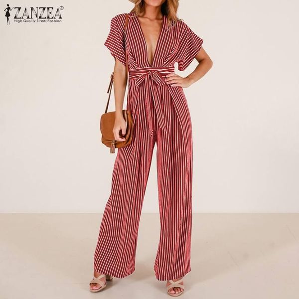 women's jumpsuits & rompers s 5xl 2021 summer v neck bandage fashion striped wide leg playsuits zanzea women short sleeve bohemian long, Black;white
women's jumpsuits & rompers s 5xl 2021 summer v neck bandage fashion striped wide leg playsuits zanzea women short sleeve bohemian long, Black;white
