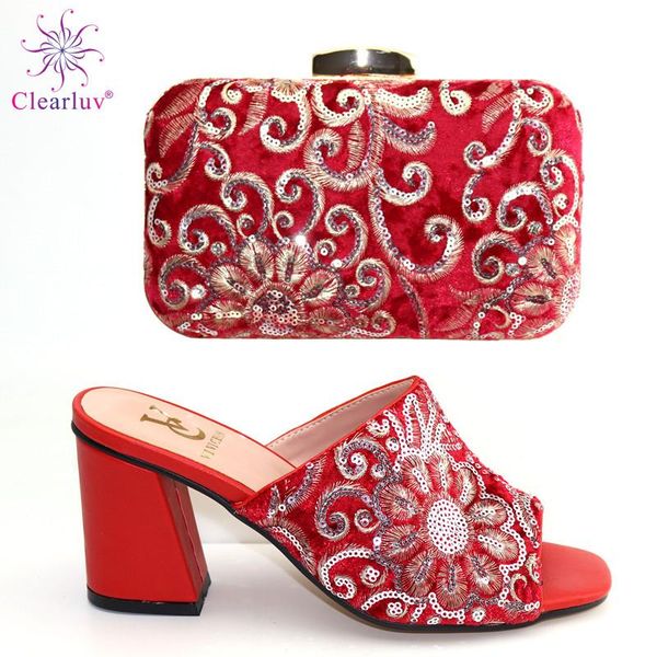 red color nigerian slippers with matching bag for woman african party shoes and set wedding crystal dress, Black
red color nigerian slippers with matching bag for woman african party shoes and set wedding crystal dress, Black
