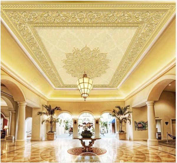 wallpapers custom ceiling mural wallpaper 3d zenith murals golden embossed european pattern border bedroom fresco 
wallpapers custom ceiling mural wallpaper 3d zenith murals golden embossed european pattern border bedroom fresco