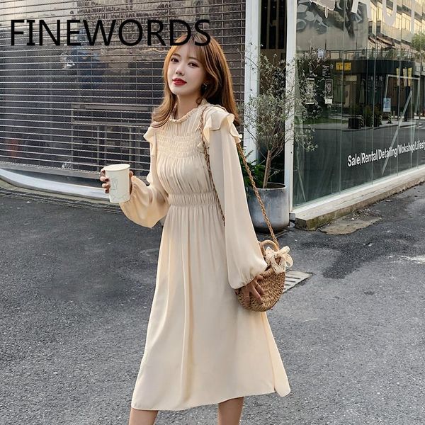 casual dresses fiords o neck beige women full sleeve elastic waist korean ruffles dress midi party a line 2021 elegant elbise, Black;gray
casual dresses fiords o neck beige women full sleeve elastic waist korean ruffles dress midi party a line 2021 elegant elbise, Black;gray