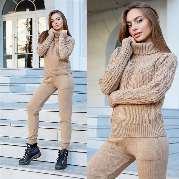 women's two piece pants autumn winter women sweaters knitting suits 2 pieces set knitted turtleneck sweater and woman pullovers tracksu, White
women's two piece pants autumn winter women sweaters knitting suits 2 pieces set knitted turtleneck sweater and woman pullovers tracksu, White