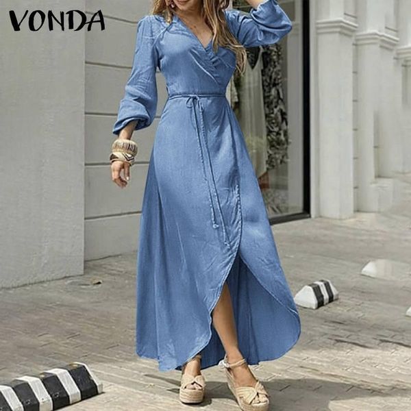 casual dresses vonda 2021 women denim dress long sleeve v neck belted bohemian vestidos oversized loose sundress pure robe, Black;gray
casual dresses vonda 2021 women denim dress long sleeve v neck belted bohemian vestidos oversized loose sundress pure robe, Black;gray